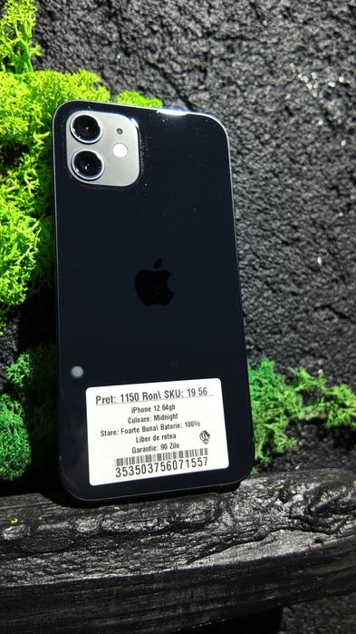 iPhone 12 64gb Black Neverlocked Bat 100%/Fact+Garantie