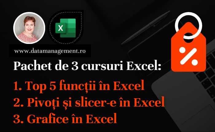 Pachet 3 cursuri Excel înregistrate cu acces la 6 webinarii live Q&A