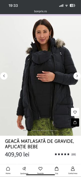 Geaca matlasata gravide cu aplicatie bebe