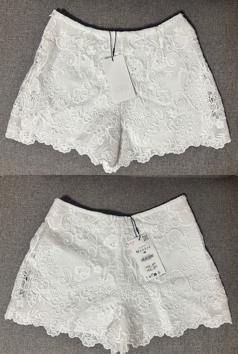 Zara нови спортен къс клин M-L размер, дантелени бели панталонки M