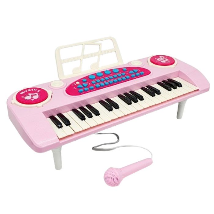 Розово детско пиано с микрофон и 37 клавиша 
Възраст: 3+ години;
Матер