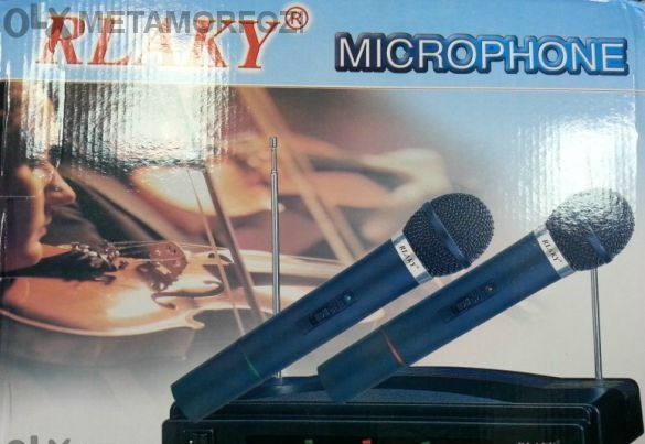 2 броя Безжични Вокални Микрофони -wireless + майка- приемник - 100 ме