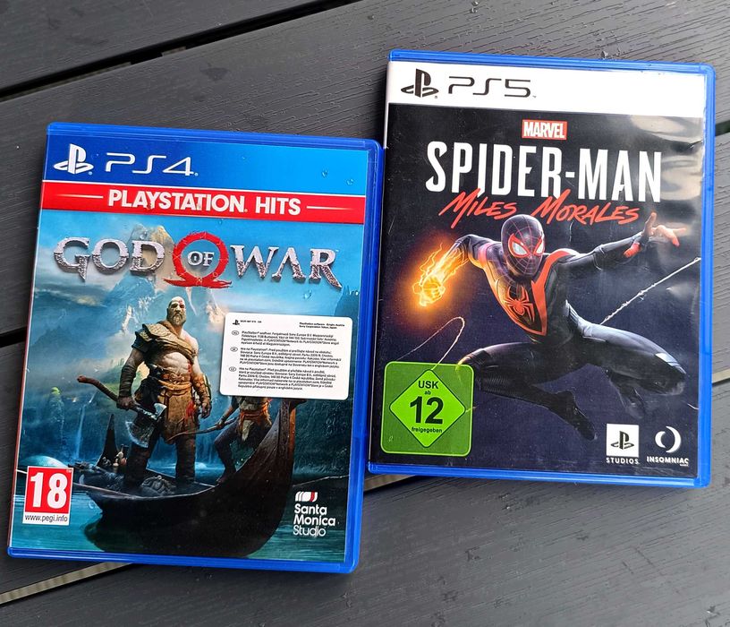 God of war , spiderman miles morales ps 4 5