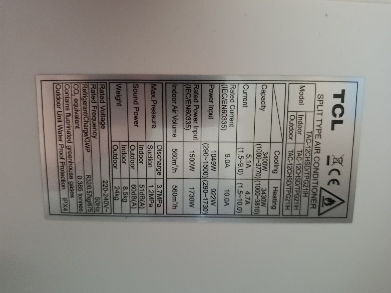 TCL TAC-12CHSD/TPG21IH, 2 бр. вътрешни и външни тела