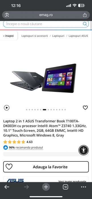 Asus laptop 2 in 1 transformer book