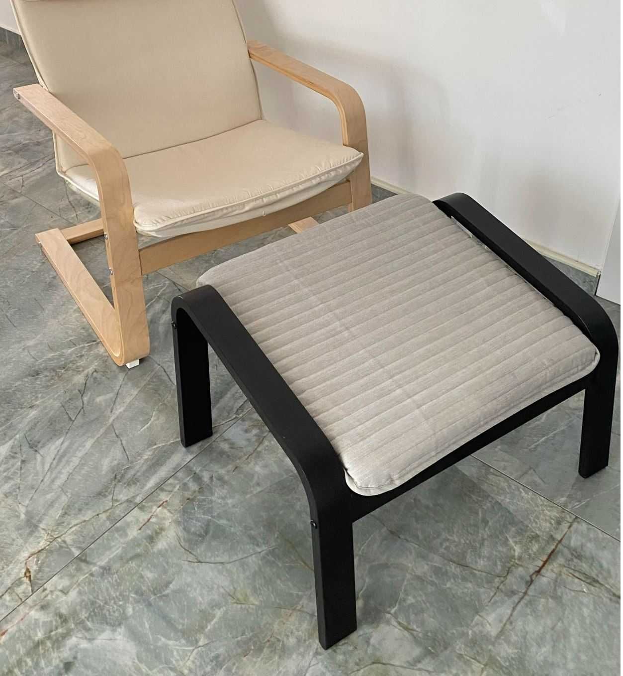 ++Top Sale Изгодно! POANG IKEA стилен изчистен стол + табуретка НОВИ!