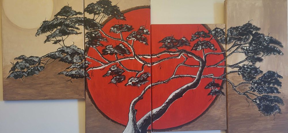 Compozitie deosebita, set 4 tablouri, pictor roman consacrat