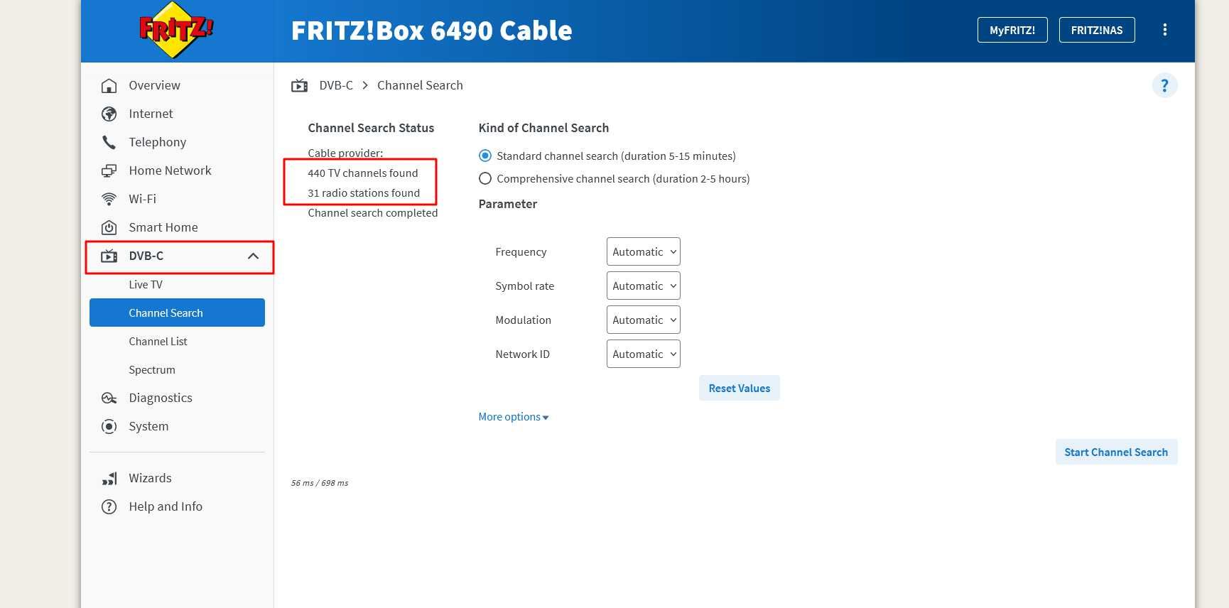 Wifi рутер FRITZ!Box 6490 Cable (DVB-C) - кабелна телевизия