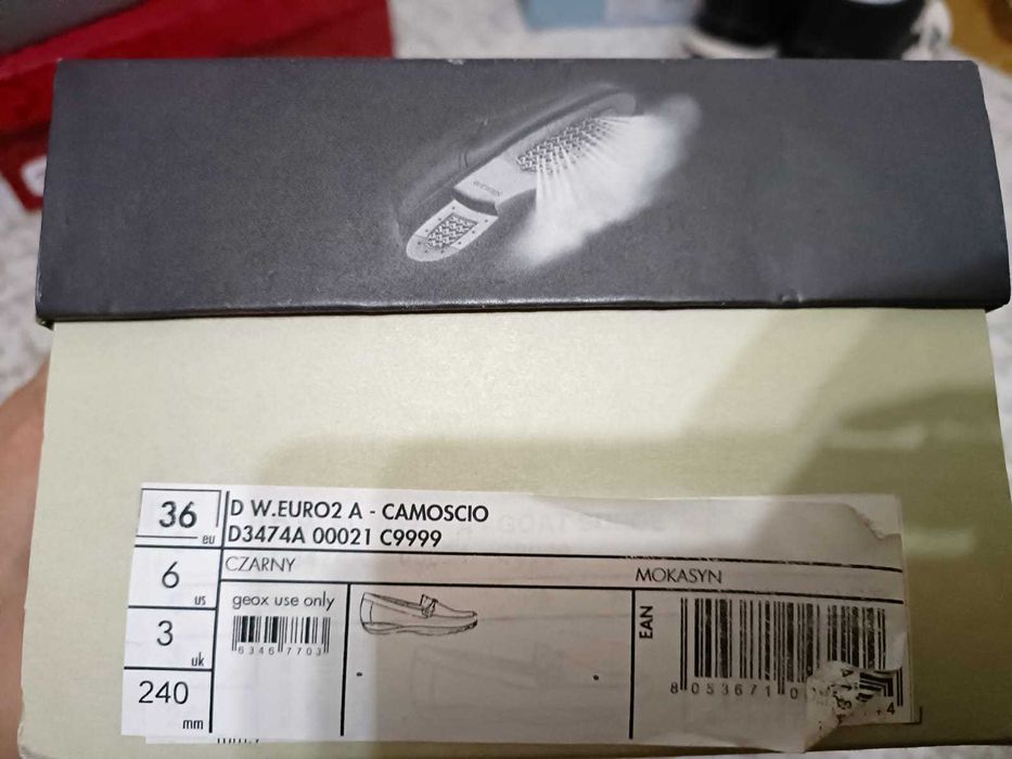 Mocasini GEOX negri, din piele întoarsă