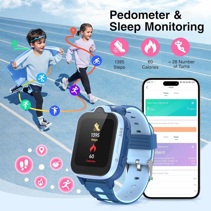 Детски 4G смарт часовник с GPS проследяване, обаждания, SOS бутон