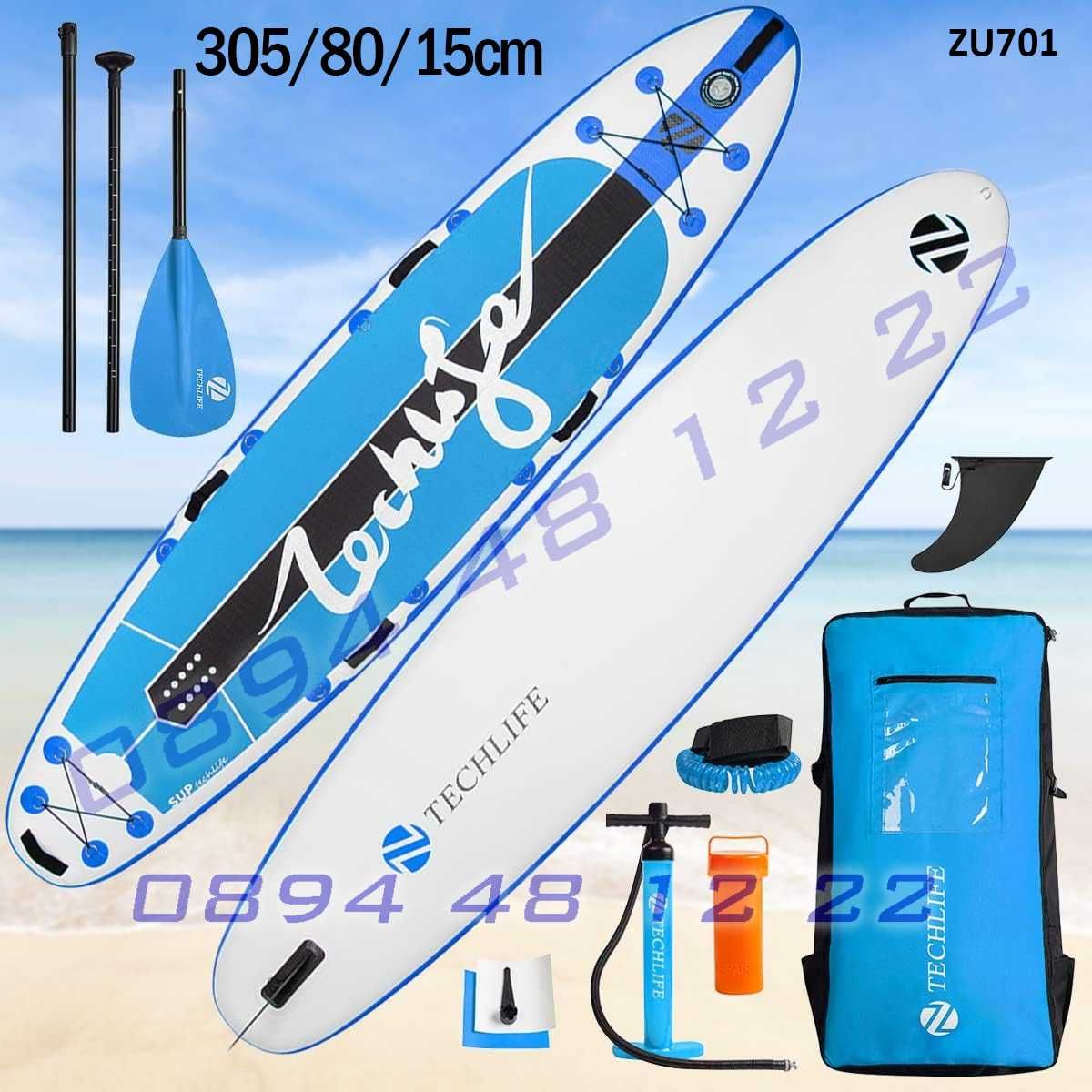 Надуваема дъска сърф SUB борд paddle board падъл гребло плуване прав