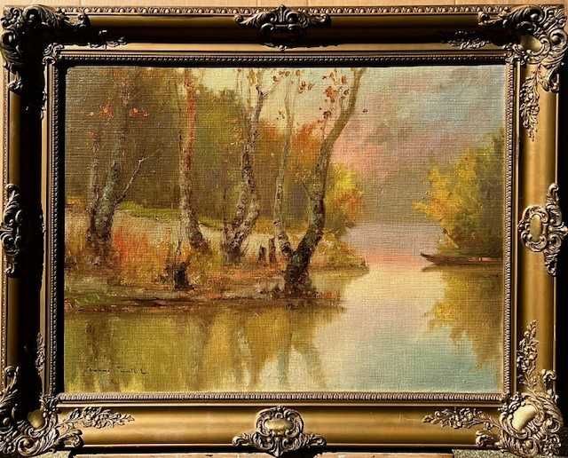 SUPERB Tablou VECHI, ulei pe panza, cca 100x80cm(80x60 pictura)-semnat