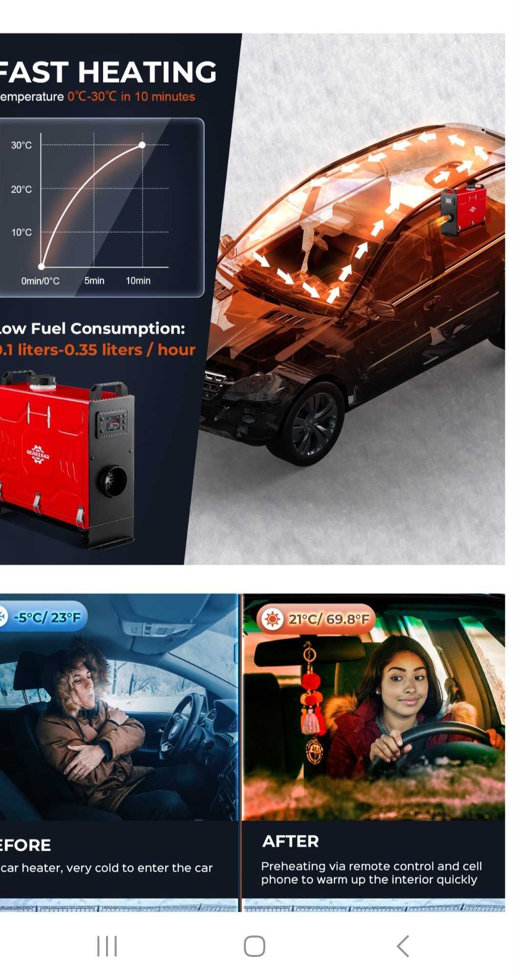 Gearzaar 12V/24V 8KW въздушен дизелов нагревател Нощно приложение !