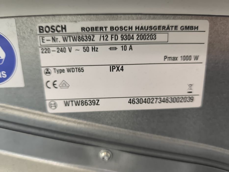 Сушилня Bosch WTW8639Z - 7кг. Термопомпа. клас А+++