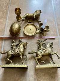 Statuete bronz, vanatoare, leu, suport lumanari nuci, sec XIX, vechi