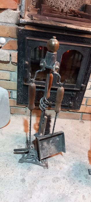 Suport accesori gratar șemineu soba cu piese din alamă