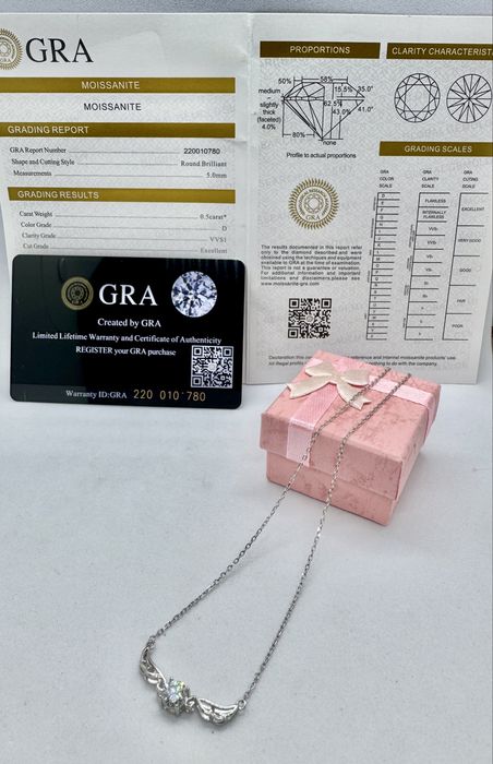 Сребърно колие с мойсанит (Диамант) 0.5 карата