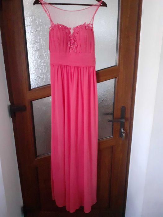 Rochie lunga, roz, de ocazie, mărimea S-M transport gratuit easybox