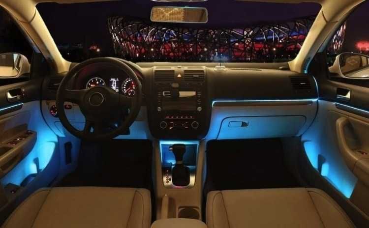 Kit 4 benzi LED22cm,lumina ambientala interior auto RGB cu telecomanda