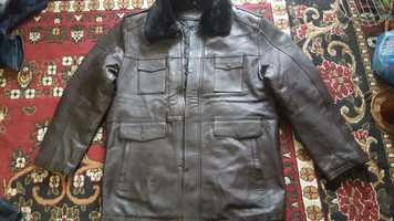 Военной натуральный кожаный куртка, цвет коричневый, 56 размер, 4 рос