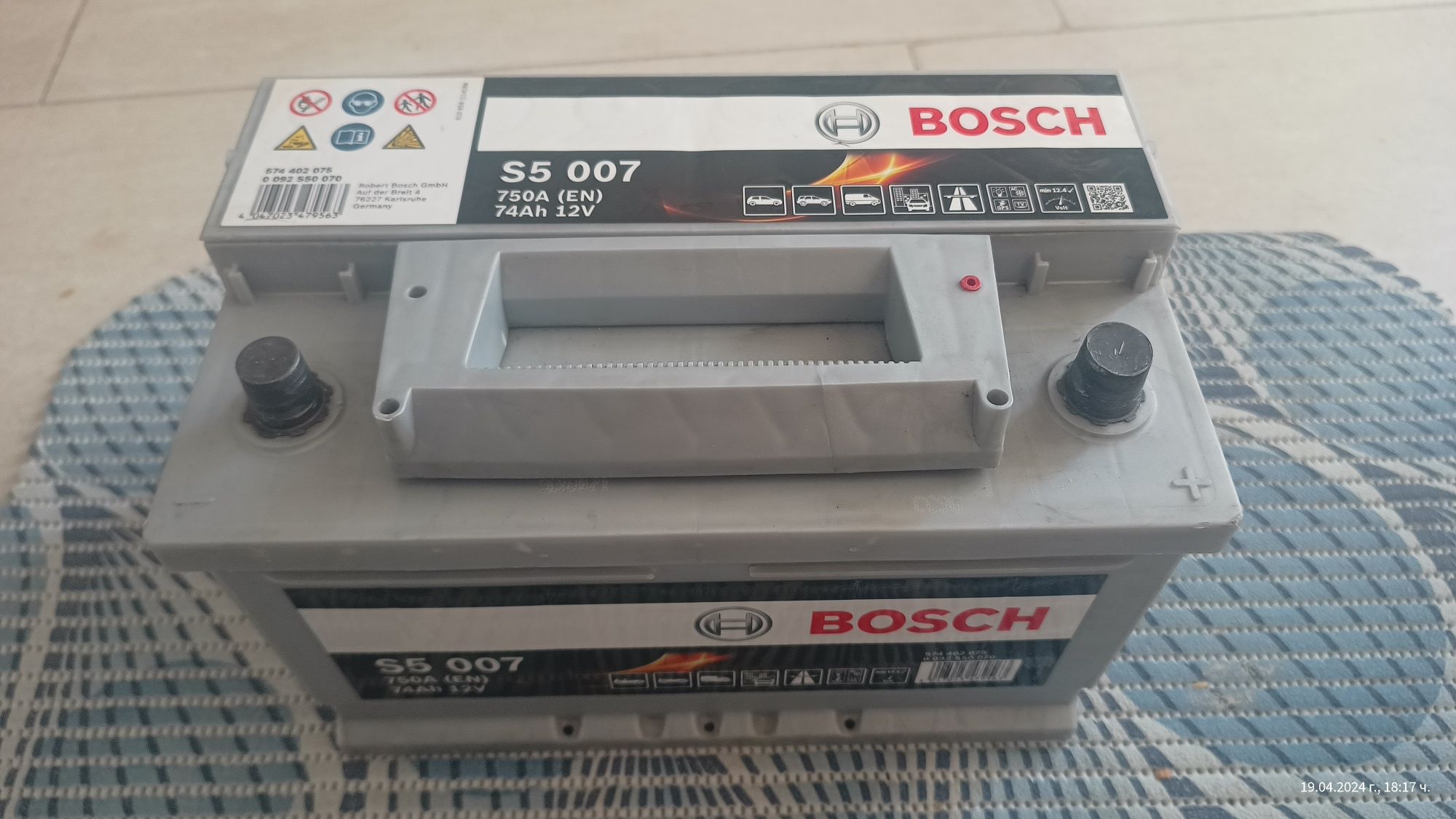 74Ah / 750A Акумулатор Бош отличен Bosch S5 007