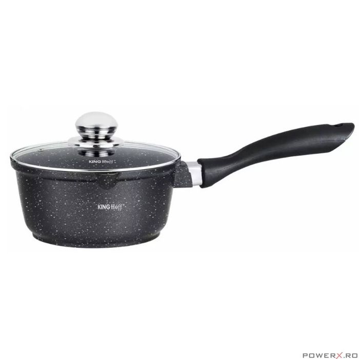 Cratita din aluminiu turnat, cu strat marmorat, cu capac din sticla,