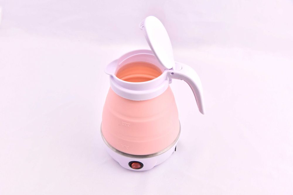 Cana electrica pliabila, fierbator, 600ml, travel, 600W, silicon, Roz