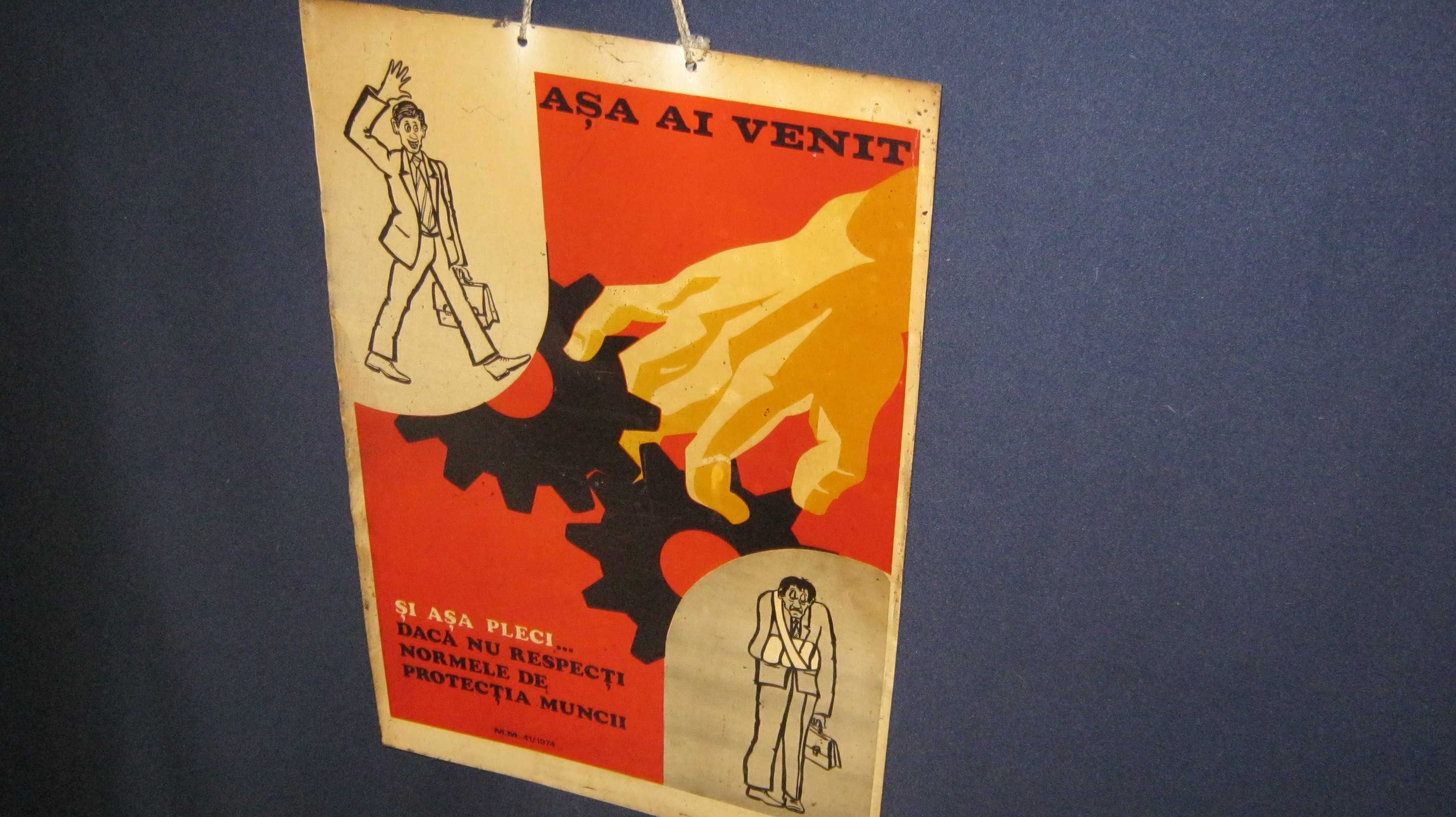 Table PROTECTIA MUNCII,perioada comunista,anii '70.(36X53,5cm)