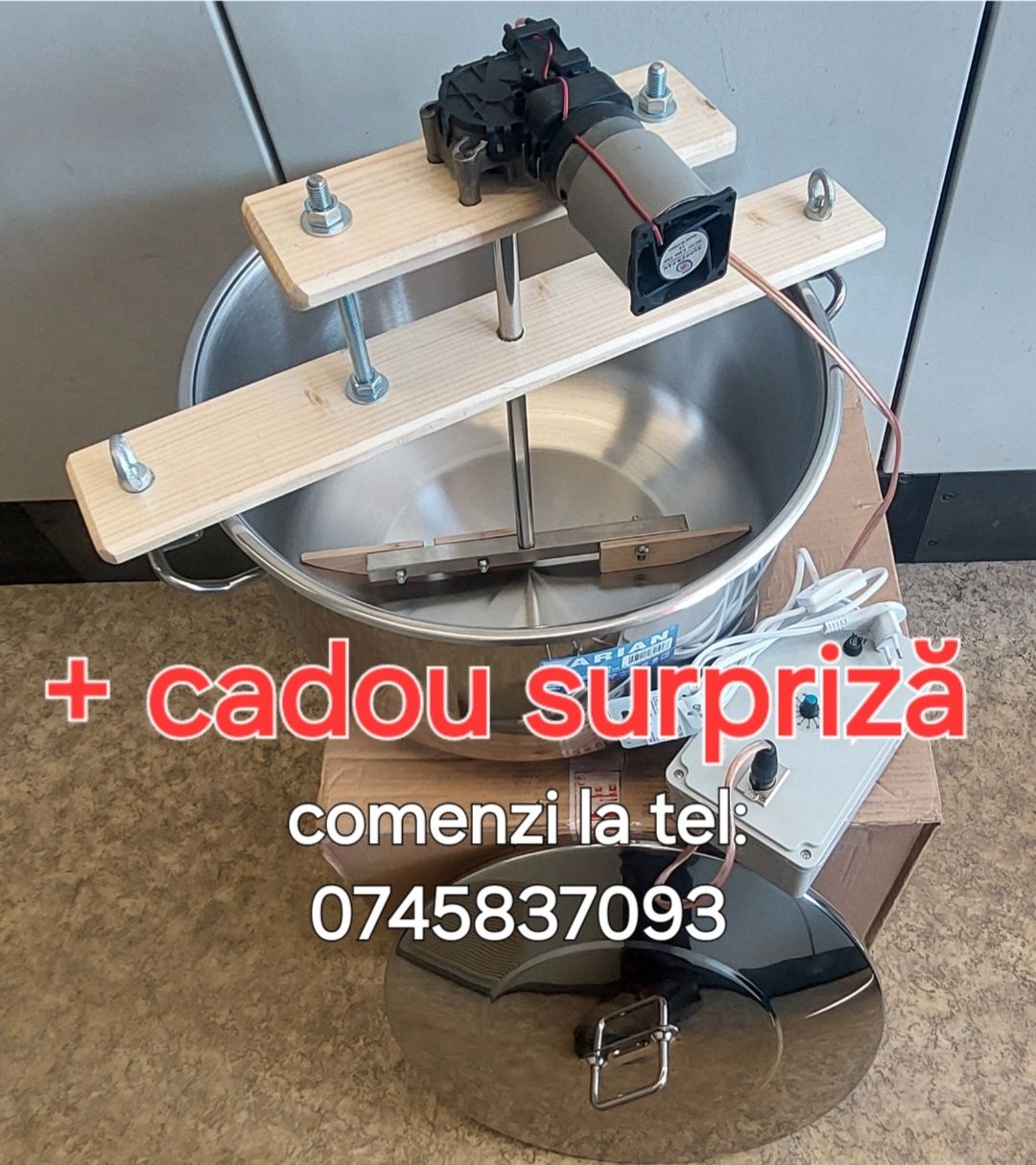 Mixer pe oală de inox pentru gemuri și zacuscă