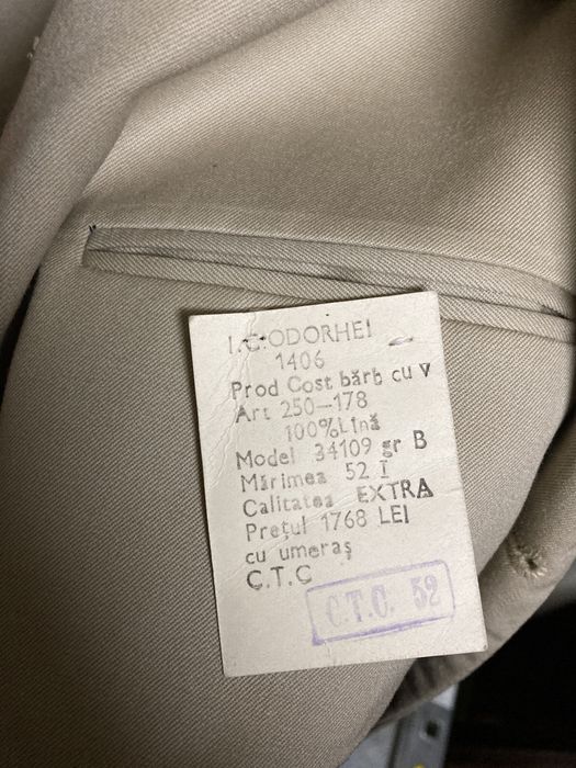 Costum nunta stofă sacou, pantaloni, vesta crem evenimente