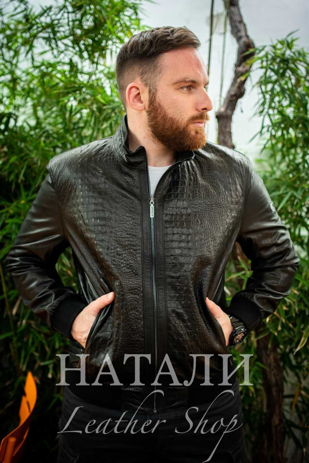 SALE Мъжки кожен бомбър Едмон
