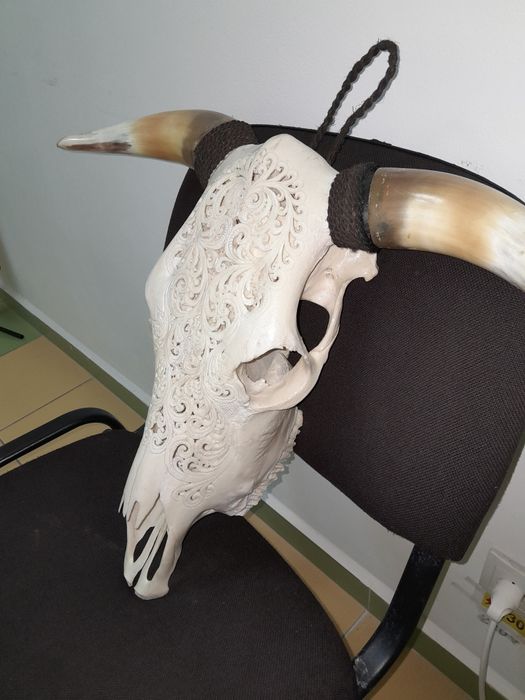 Decorațiune cap de taur sculptat