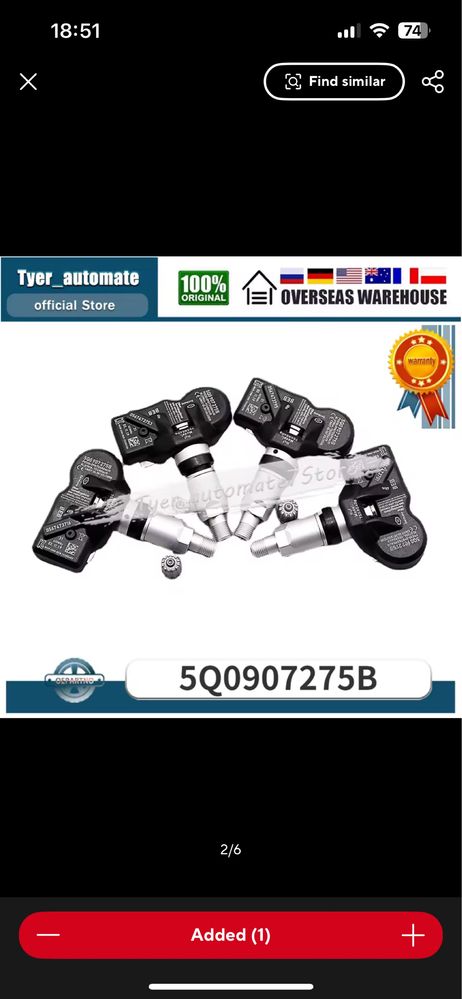 Датчик сензор за налягане на гуми TPMS 4 броя нови