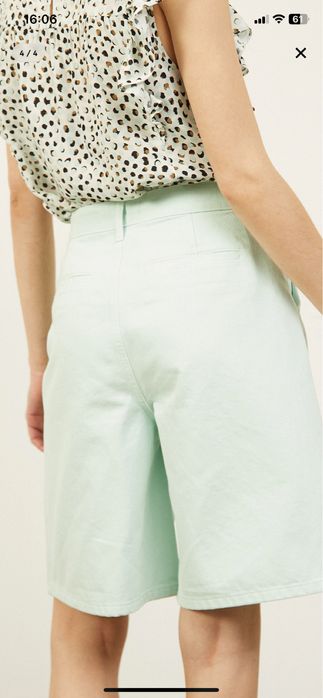 Pantaloni denim bermude dama verde pastel