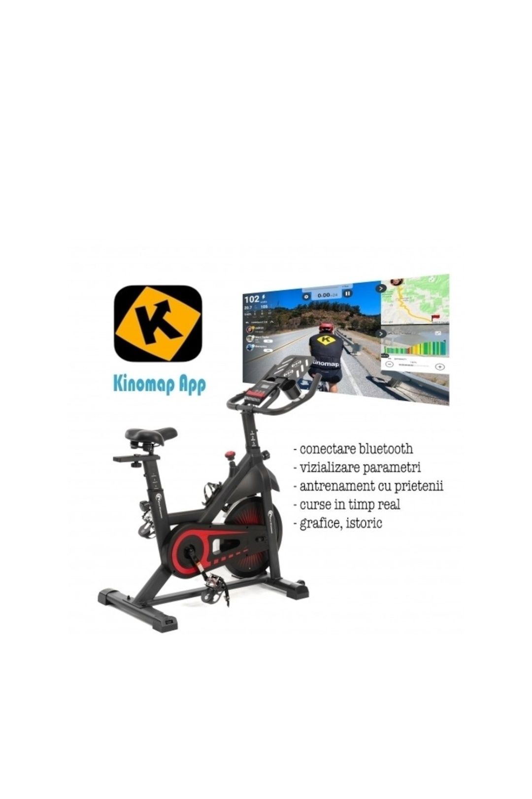 Bicicleta indoor cycling FitTronic SB8000, Volanta 13 kg, display si a