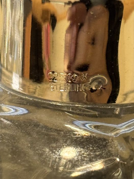 Sticle recipiente vase cristal pentru whisky, vin, Gat Argint 925