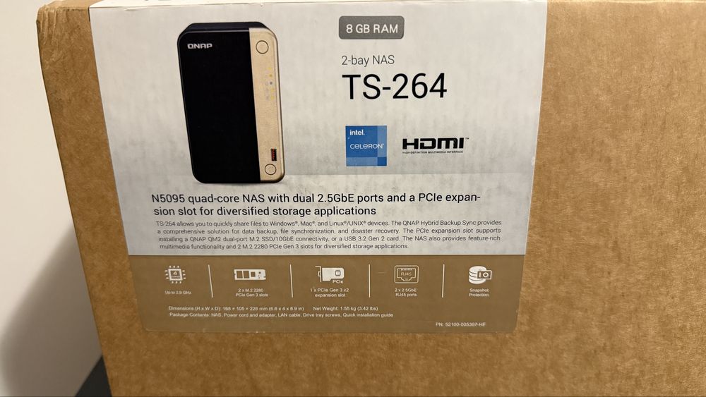 NAS Qnap TS-264 2Bay 8GB DDR4 1 port 2.5G USB 3.2 gen2