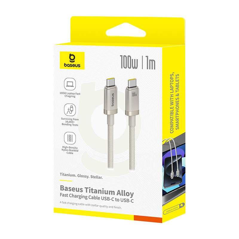 Кабель Baseus Titanium Alloy Type-C 100W быстрая зарядка 1 метр