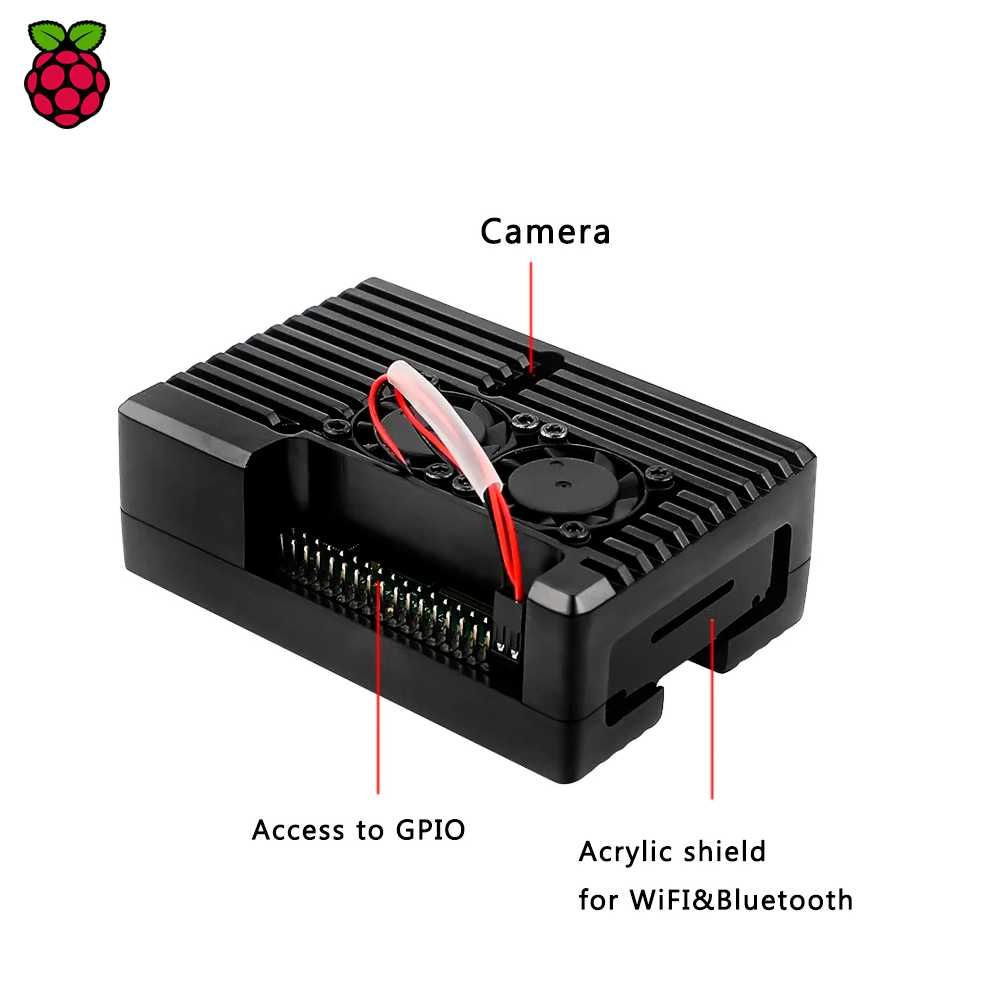 Алюминиевый корпус с кулером охлаждения - для Raspberry Pi 4B