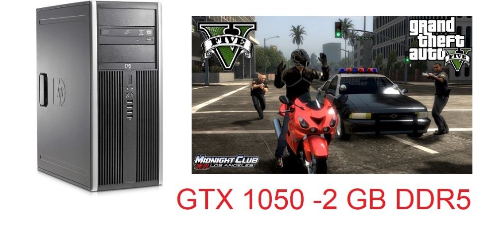 Gaming pc hp 8200 tower i7 2600 , 8 gb , hdd 500, gtx 1050