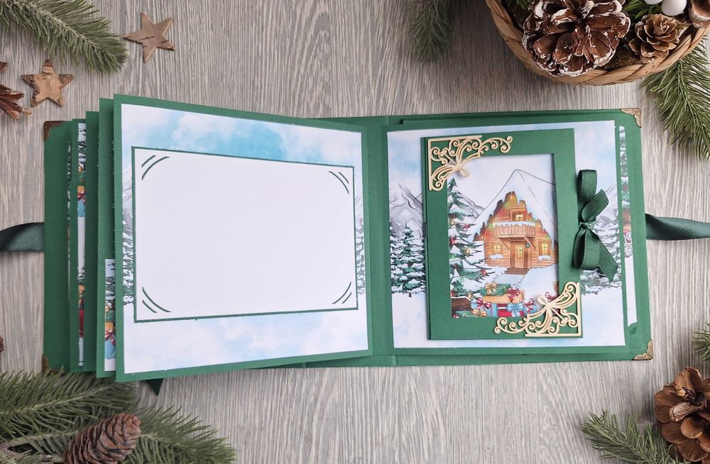 Коледен скрапбук албум "Снежна гора", ръчна изработка /54.20