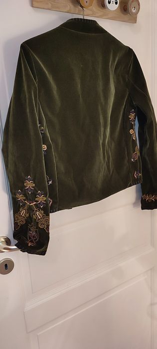 Blazer/sacou catifea fină Verde olive,  handmade, mărime M, oversize,