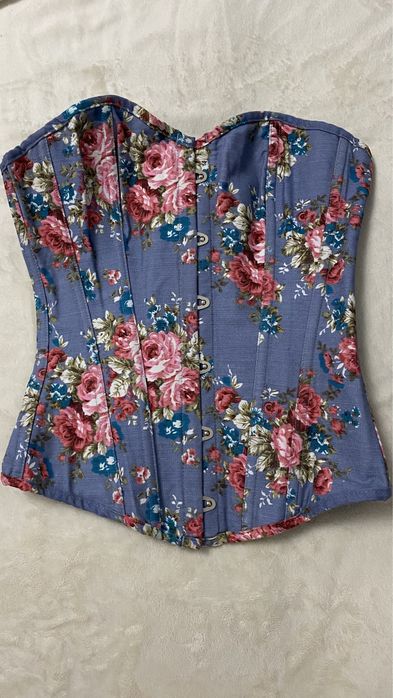 Корсет женский синий с цветами