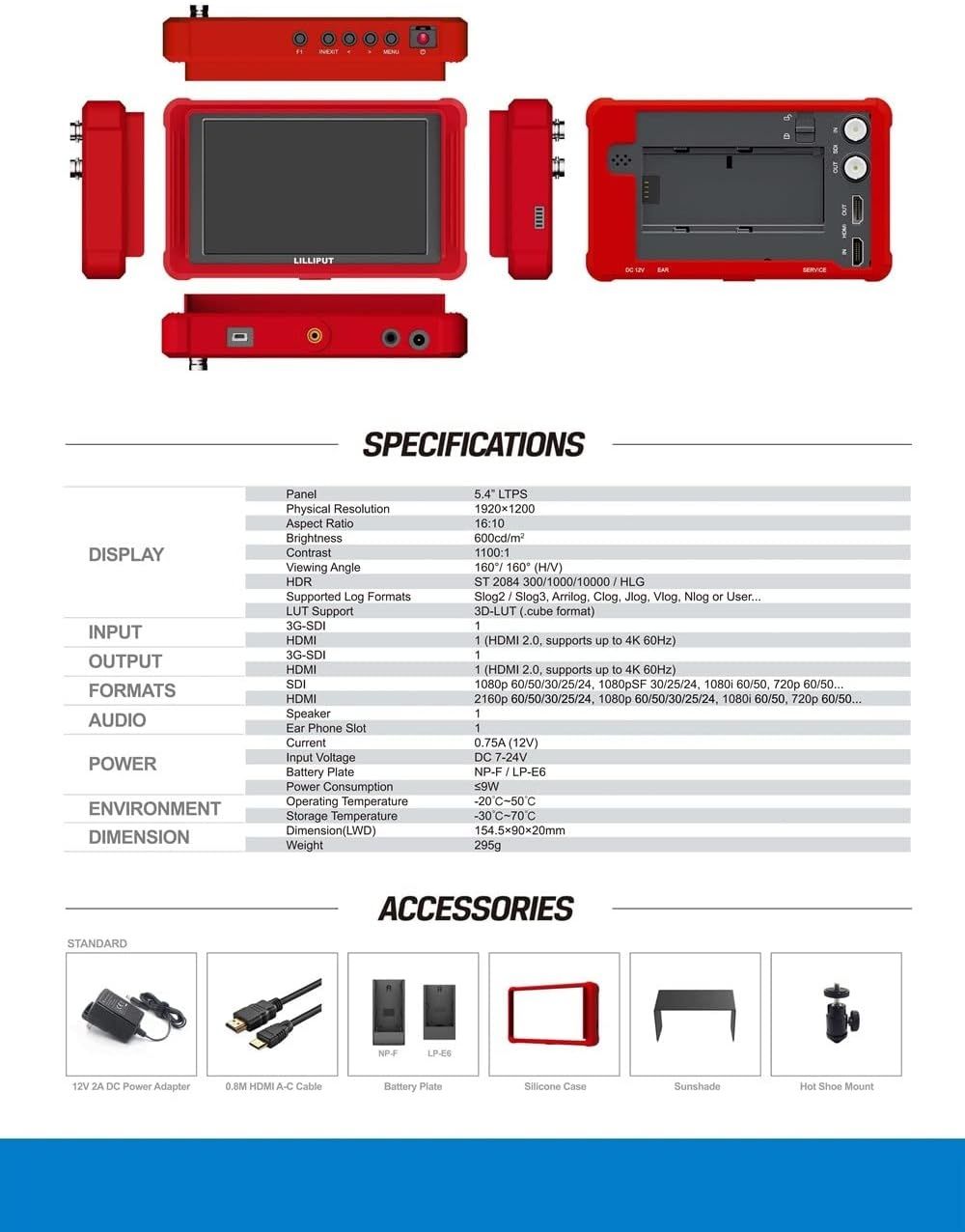 Monitor camera Lilliput FS5 5.4 Inch 60Hz 4K