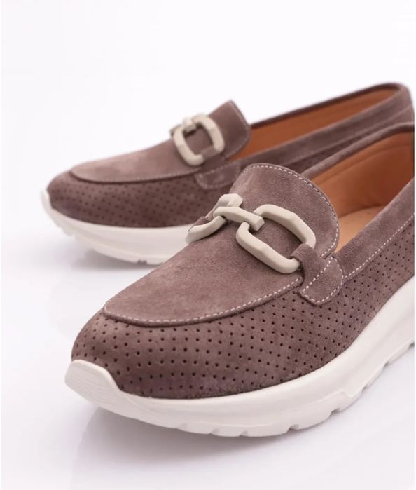 Дамски мокасини естествен велур и естествена кожа 36 номер