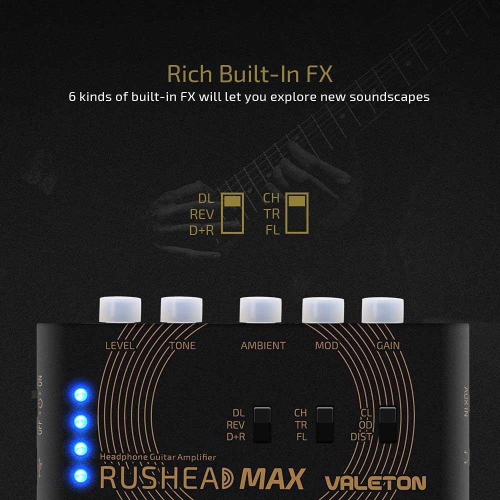 Нов Valeton Rushead Max USB зареждащ се преносим джобен за китара