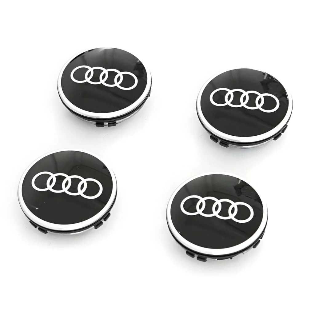 Set 4 Embleme Capace Jante Roti Audi 61mm Negru/Gri/Crom cod 4M0601170