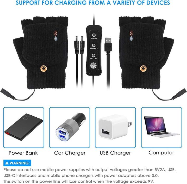 USB плетени нагреваеми ръкавици DaMohony
