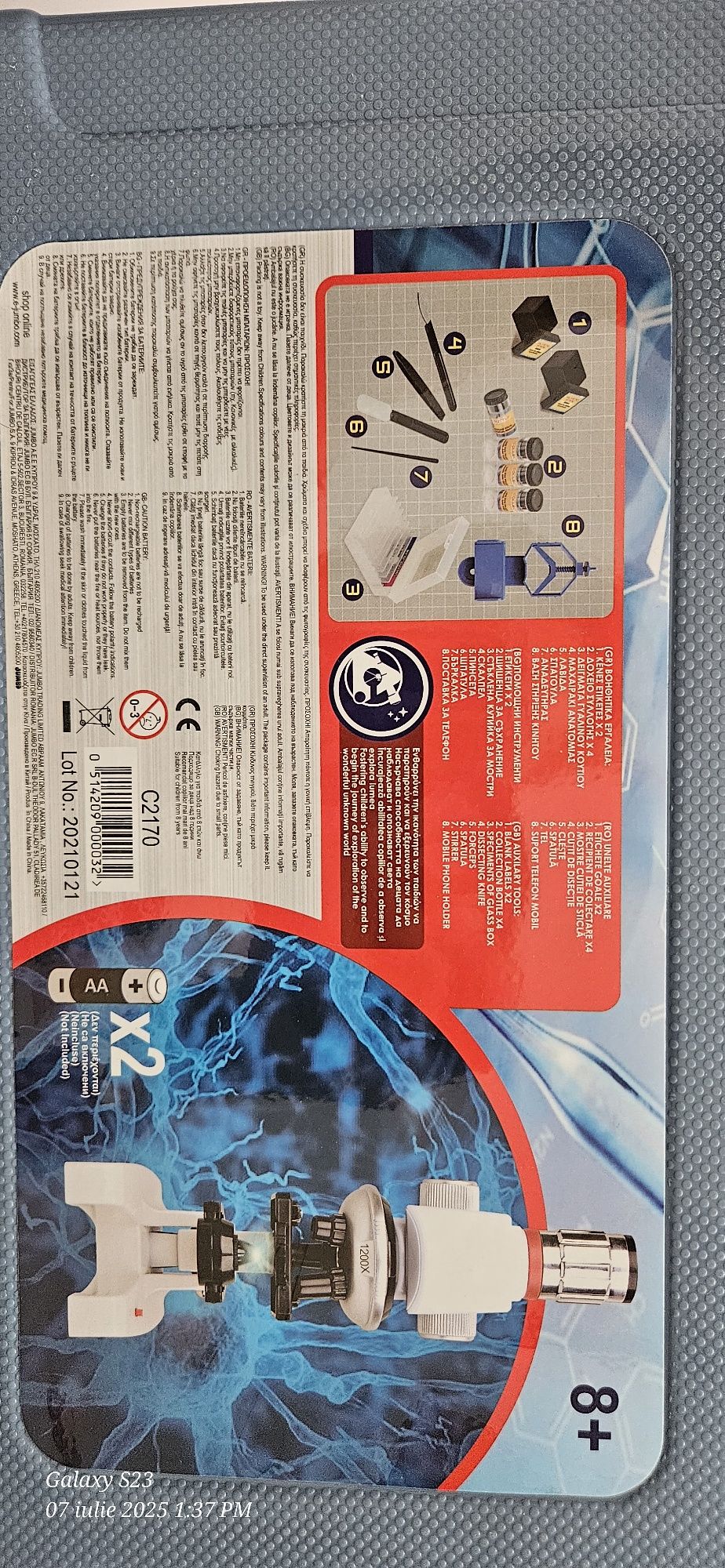 Microscop educational pentru copii LEAN TOYS, 100x-1200x, set complet,