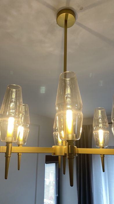 Vand lustra/candelabru Lita Maytoni, auriu mat, sticla chihlimbar, bec